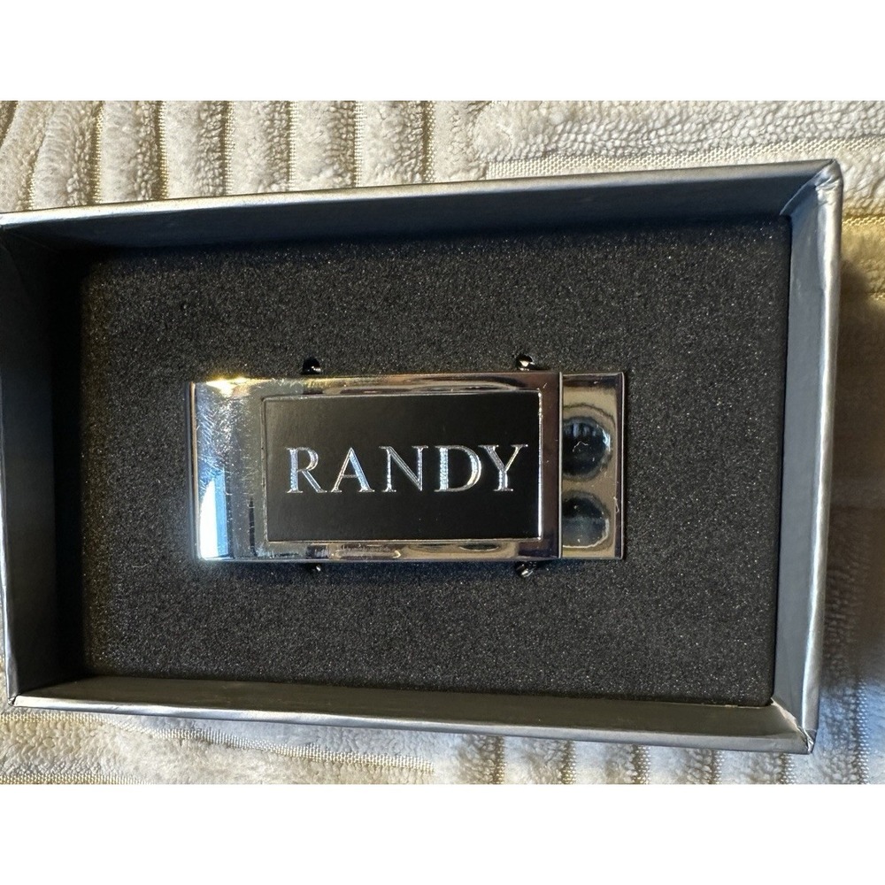 Things Remembered Monogram (Randy) Money Clip Stainless Steel + Black NEW